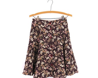 Mini-jupe fleurie des années 90, jupe imprimée de fleurs vintage, taille moyenne pour femme