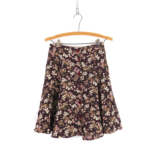 Floral Mini Skirt 90s Vintage Flower Print Skirt Women's size Medium
