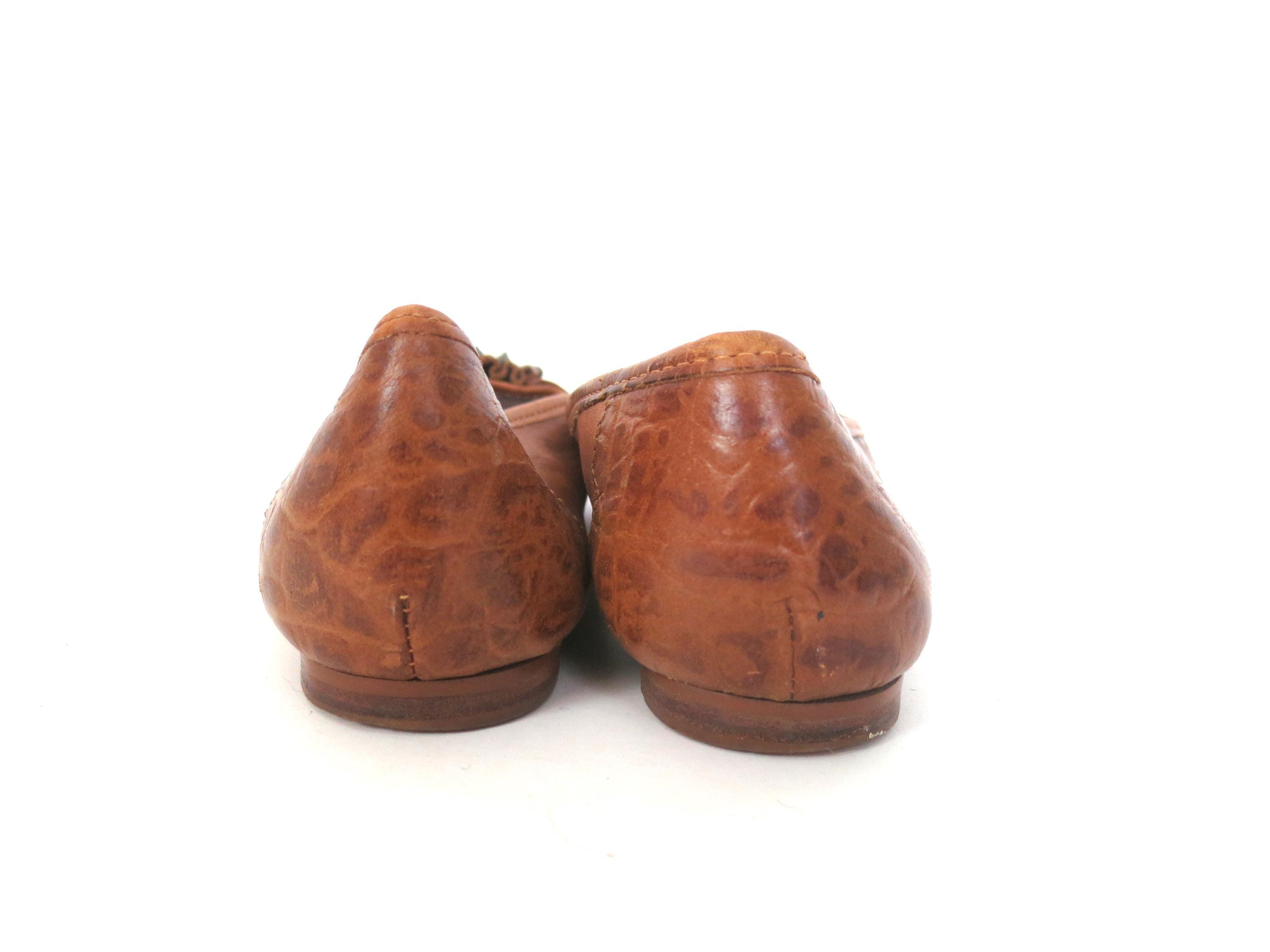 Vintage 90s Brown Leather Slip on Loafers - Women's Size 7 - Etsy
