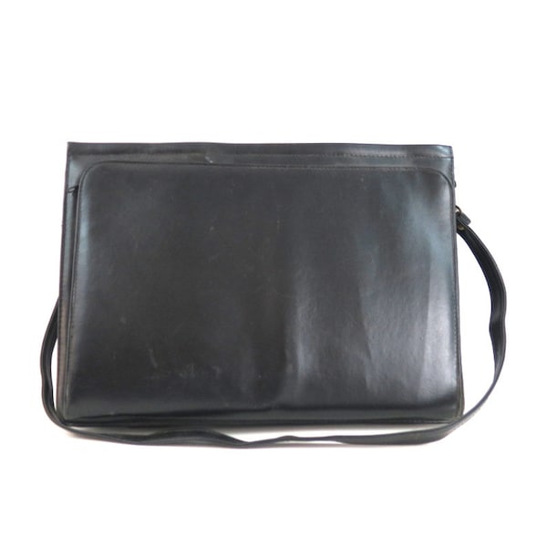 Vintage Black Messenger Bag Laptop Shoulder Bag Vinyl Computer Briefcase 00s Unisex Satchel