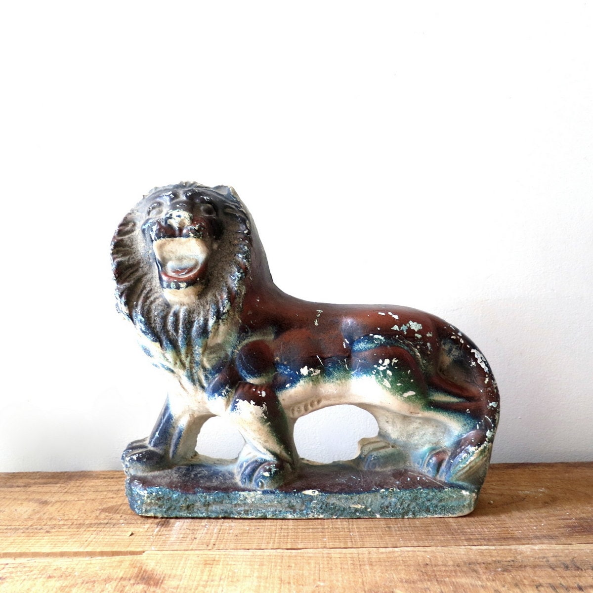 Vintage Chalkware Lion - Etsy