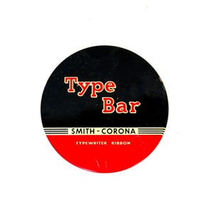 Vintage Smith Corona Type Bar Typewriter Ribbon in Metal Tin Box Container Advertisement Mid Century Tin / T132 REM Portable Ribbon
