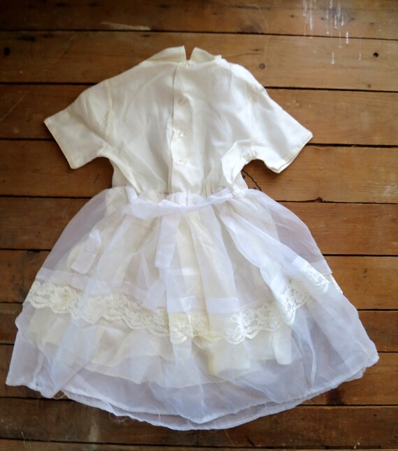 1950's Girl's White Christening Gown White Lace V… - image 9