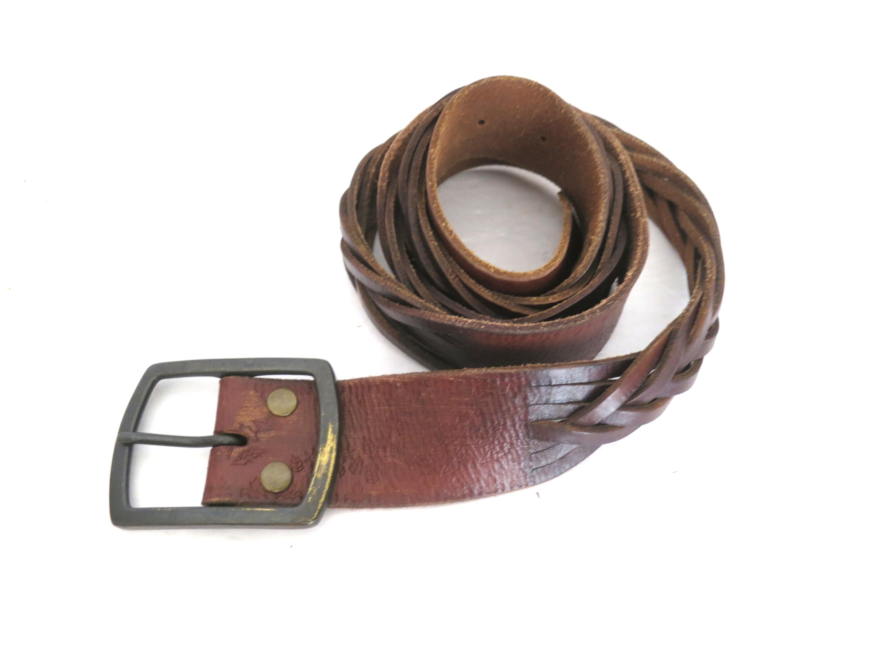Vintage Braided Brown Leather Belt: Boho Cowgirl Style, Plus  display picture 2