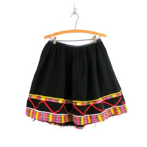 Handmade Vintage Boho Skirt: Ethnic Rick Rack Trim, 28" Waist