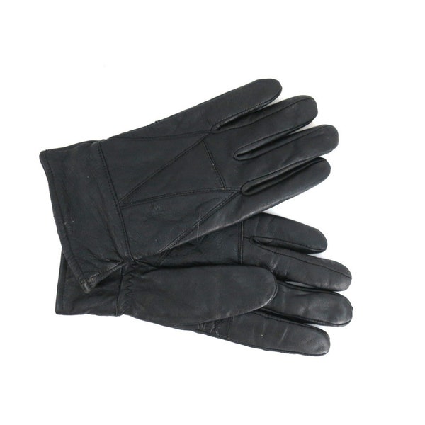 Black Leather Thinsulate Gloves Women's Vintage Winter Driving Gloves Dress Up Retro gloves Size Small