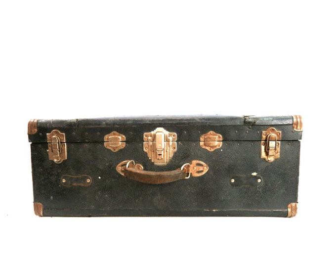 Black Vintage Trunk Suitcase Vintage Luggage Large Stacking Suitcase