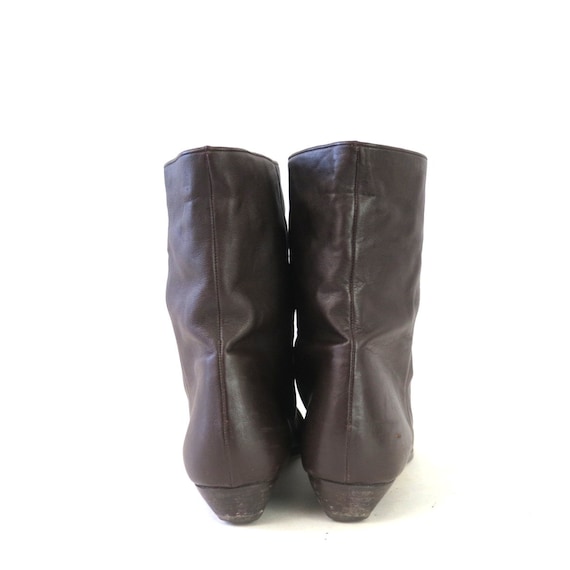 Brown Leather Slouchy Boots | 90s Mid Calf Bootie… - image 2