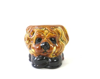 Cerammic LION planter | vintage flower pot | 1970s RETRO Pottery