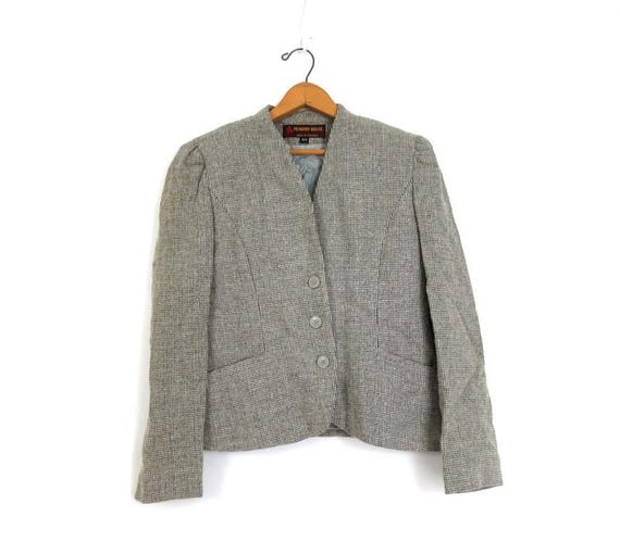 Vintage Tailored Gray Blazer: 1980s Preppy Peabody House Suit Jacket, Women's 13/14