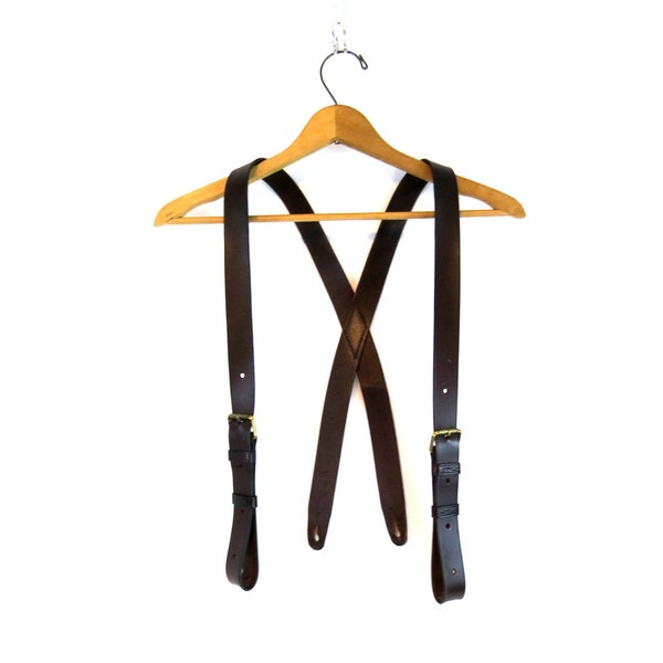 Vintage Brown Leather Suspenders Button Tab Belt Suspenders Steampunk Hipster / Peterman in Kentucky