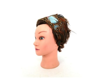 Vintage 1960s Feather Bandeau Headband Hat / Formal Mid Century Cocktail Hat 60s Bird Feather Hat