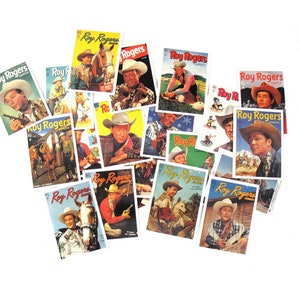25 Vintage Roy Rogers Sammelkarten Junk Journal Papier Ephemera Scrapbooking Kunst Comic Cover Cowboy Collage für Geschenkanhänger