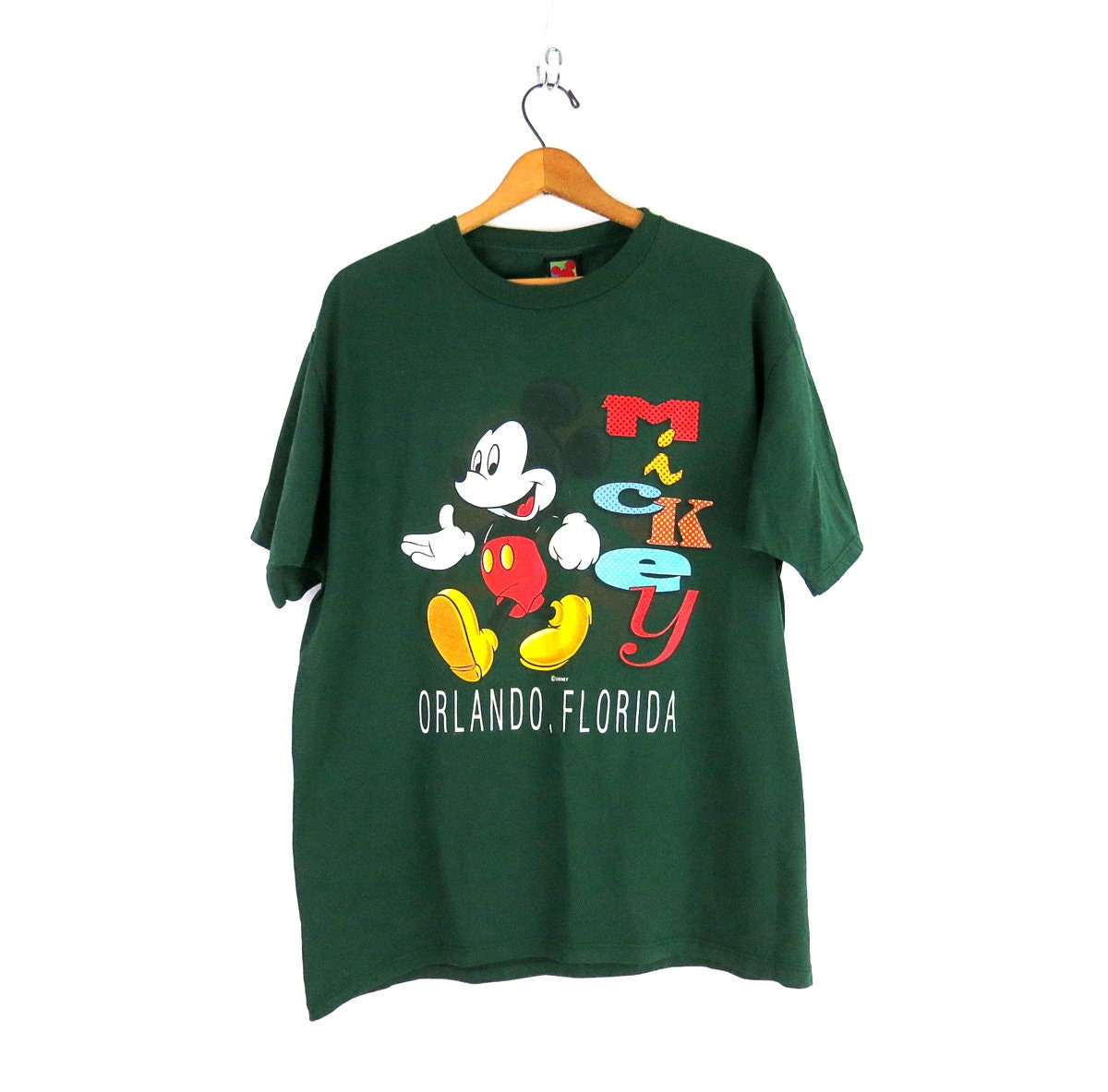 ヴィンテージ ミッキーマウス Tシャツ、グリーン ノベルティ Tシャツ 