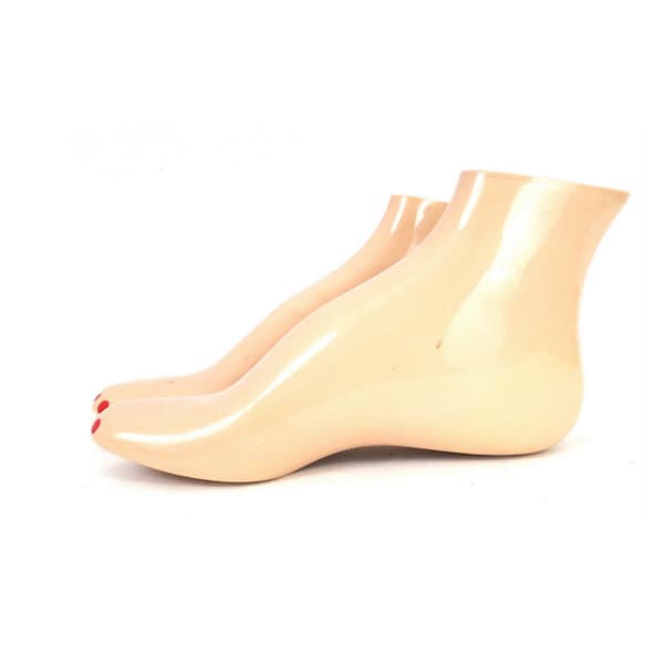 1940's Vintage Plastic Feet Shoe Display | Mid Century CS PIERCE Low Heel Mannequin Foot Display with painted Toenails