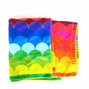 Vintage Cotton Beach Towel RAINBOW Colors Novelty Bath Towel / Brazilian