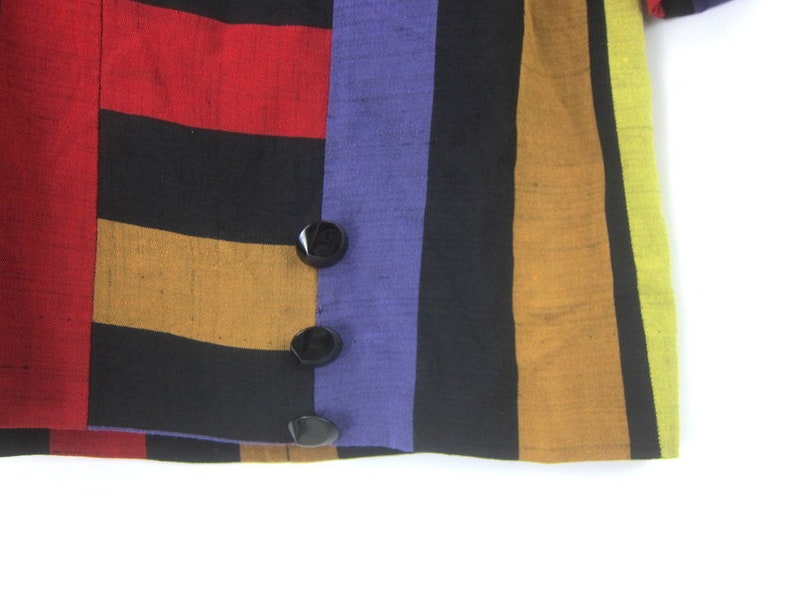 Striped Tunic Top Half Sleeve Shirt Boxy Color Block 90s Vintage Blouse Womens Size 8 Small Medium