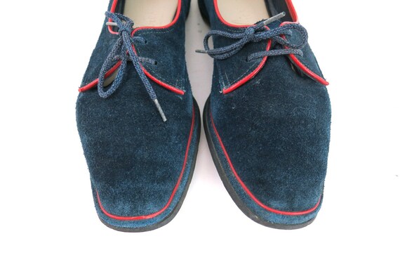 Dark Blue Suede Shoes 70s Cobbies Suede Leather S… - image 6