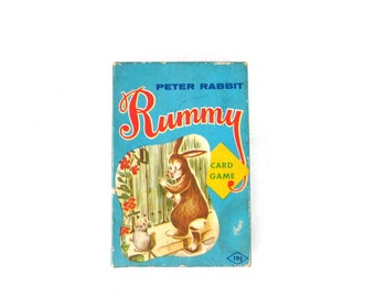 Vintage Peter Rabbit Rummy Card Game | Fairchild Rochester N.Y USA Playing Cards in box / Complete