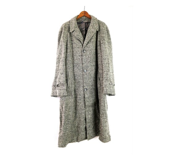 Vintage Speckled Gray Wool Overcoat | Long Trench… - image 1