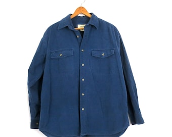 Vintage blå bomullsflanellskjorta Eddie Bauer, herrstorlek Medium