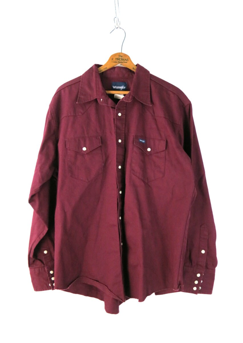 Western Denim WRANGLER Shirt Maroon Red 