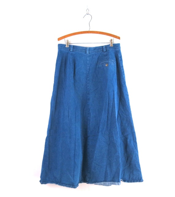 Long Jean Skirt Vintage Prairie Skirt with Side B… - image 5