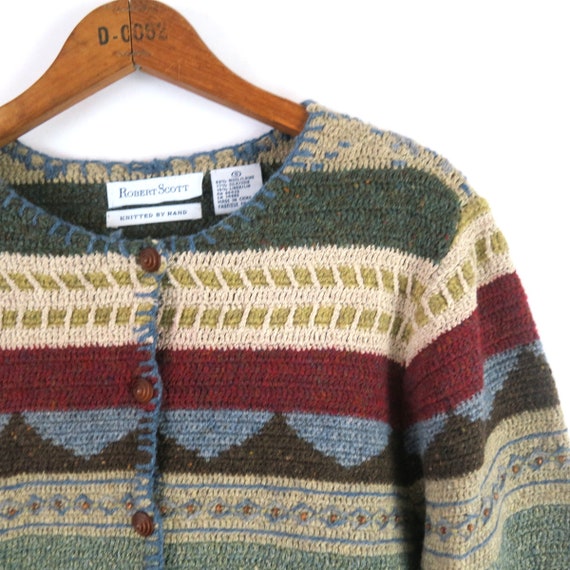 Vintage Sweater Cardigan | Hand Knit Button Up Sw… - image 4