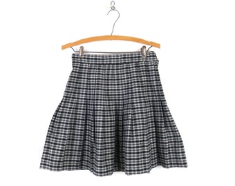 Black & White Plaid Mini Skirt High Waist Skirt Grunge Punk Rock 90s Skater Girl Skirt Women's Size 28 Waist / maq