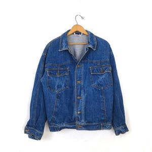 Vintage Jean Jacket 80s Denim Trucker Coat Vintage Denim Jacket / Men&#39;s Small