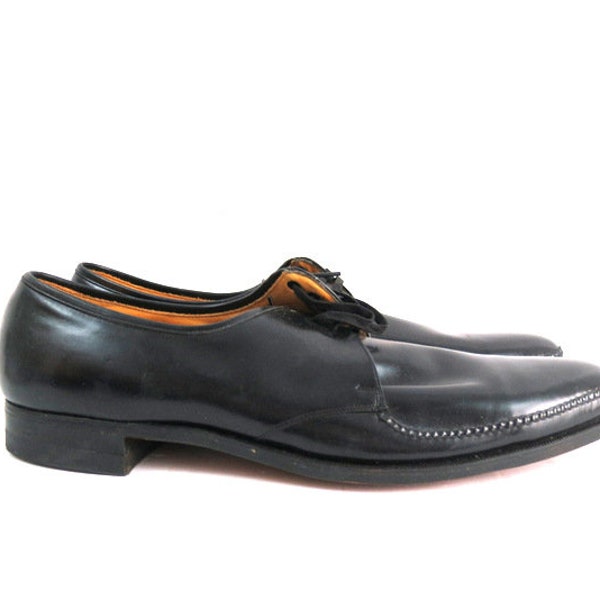 Men's Black Leather FLORSHEIM Shoes 1960s Retro Oxfords Lace Up Shoes Vintage leather Men's Shoes Size 15 AAA