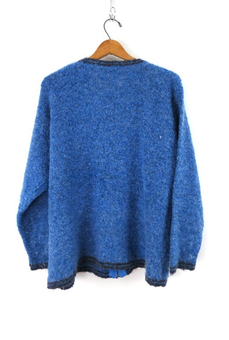 Preppy Cardigan Sweater Blue Zip Up Sweater Wool Blend | Etsy