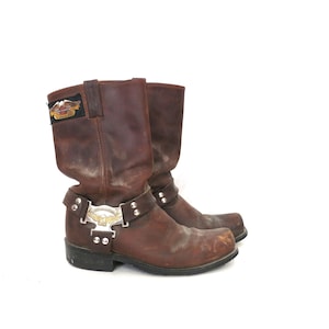Vintage Harley Davidson Leather Motorcycle Engineer Boots - Men's