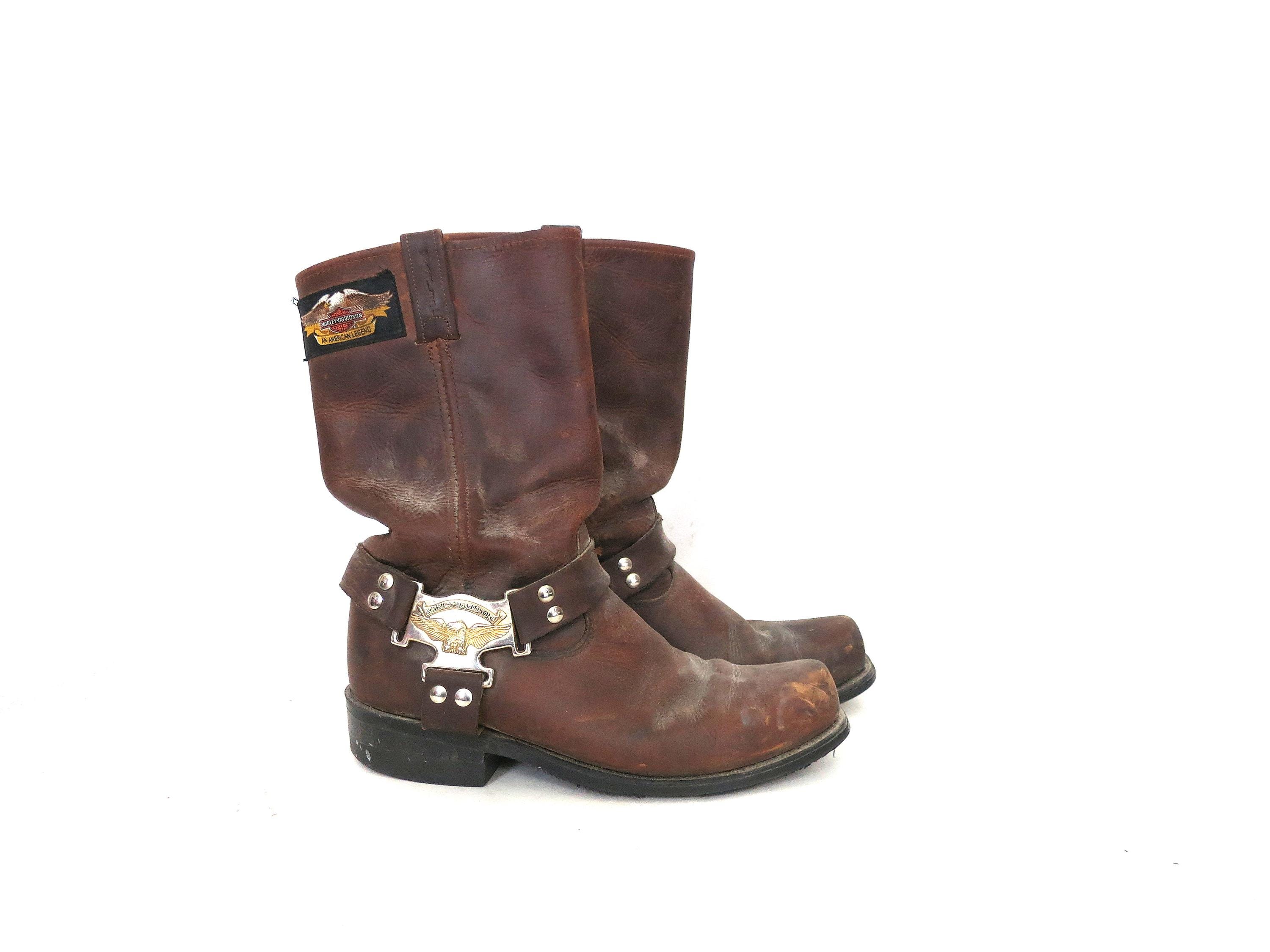 Vintage Harley Davidson Leather Motorcycle Engineer Boots - Men's