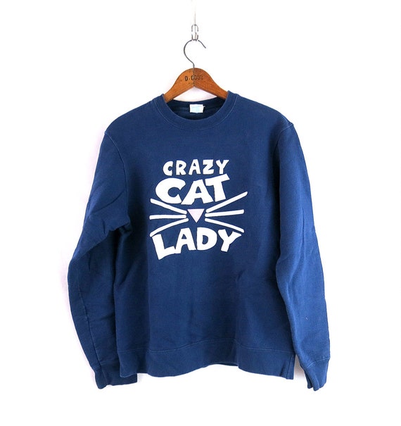 Blue Crazy Cat Lady Sweatshirt Cute Novelty Sweat… - image 1