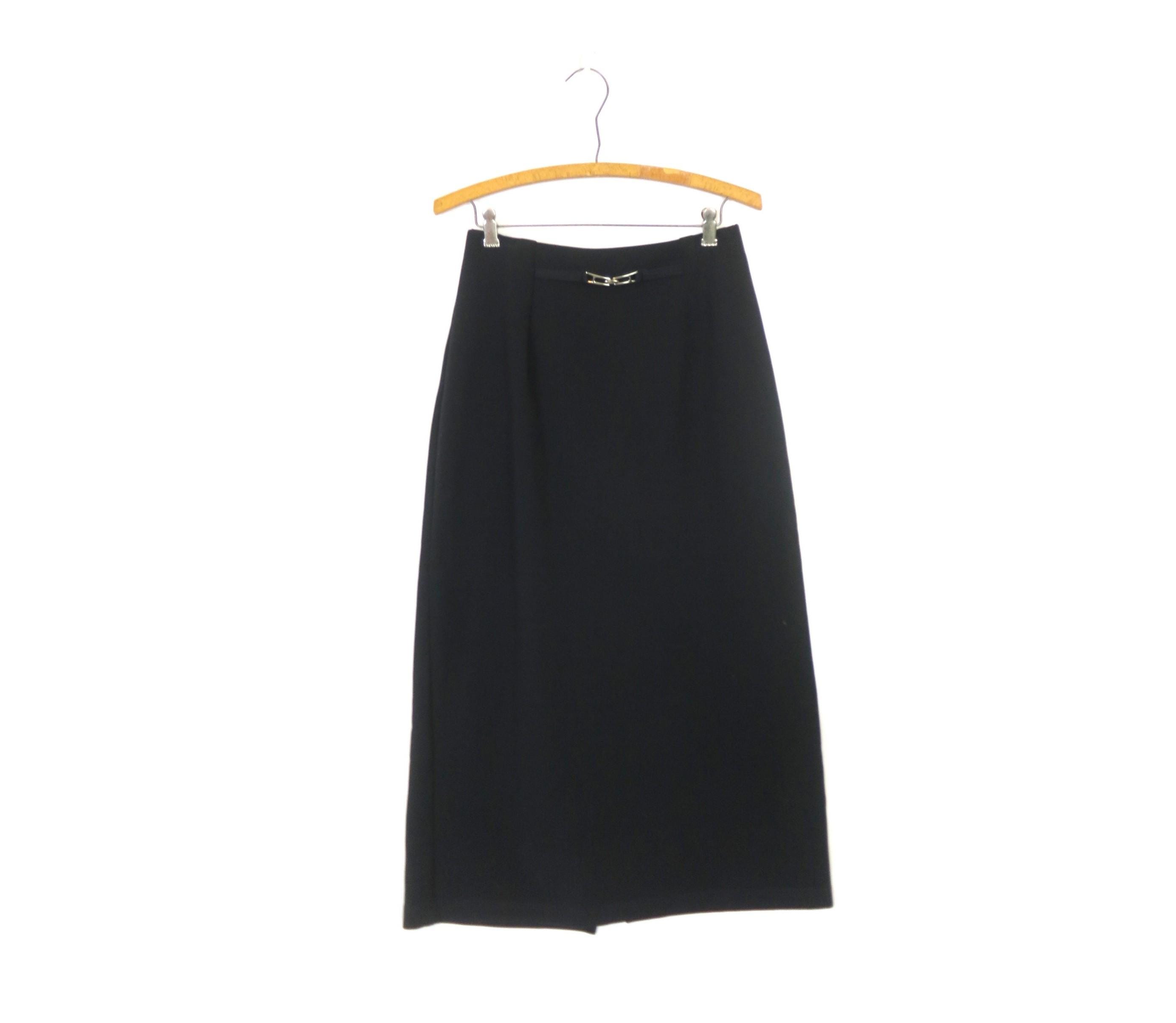 Jupe Midi Jaeger Femme – Lin Noir, Coupe Droite Et Crayon, Taille 30 (très Bon état D'occasion)