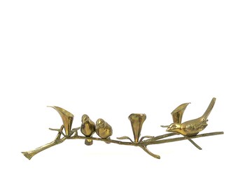 Brass Birds On A Twig Branch Candle Holder