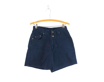 High Waist Jean Shorts Vintage 90s Dark Blue Denim Shorts Women's Size 8