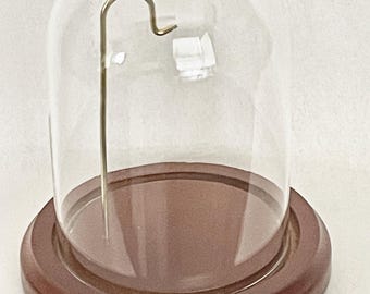 Pocket Watch Dome with wood base and Wire Hanger