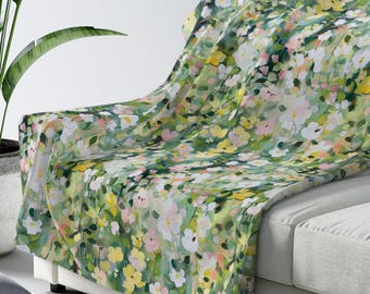 Blumenwiese Sherpa Fleece Decke