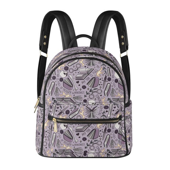 Book Lover TBR Trigger Warnings Mini Leather Backpack: Small Eco Friendly Bag