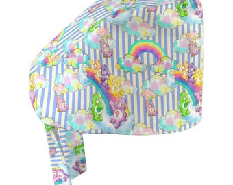 Cartoon Bear Scrub Cap| Unisex Tie Back Scrub Cap| Scrub Cap Men Women Funny| Nostalgic Cartoon Bears Scrub Cap| Gift for Nurse Doctor