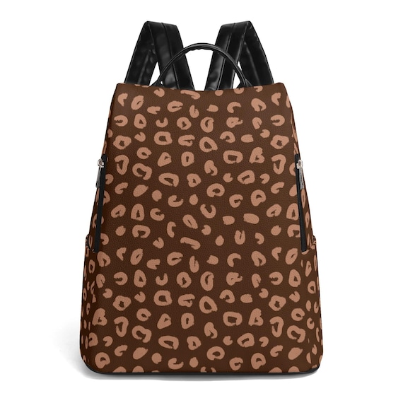 Cheetah Backpack Purse Leopard Print Black Leather Mini Backpack - Leopard Print  main image 3