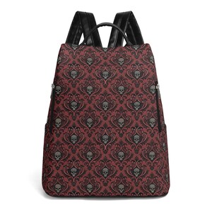 Gothic Vampire Skull Damask Faux Leather Backpack Purse: Anti-Theft Travel Backpack