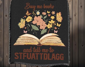 Bookish Woven Blanket: Smut Lover Decor, Bookworm Gift