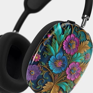 3D Floral Effect Flower Print AirPods Max Case | Snap On Air Pods Max Cover | Protective Case For New AirPods Max Headphones