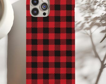 Red Buffalo Plaid Christmas Phone Case: Tough MagSafe iPhone Galaxy Pixel