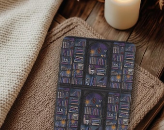 Dark Romance Reader Bookcase Leather Kindle Case with Hand Strap:  Paperwhite & Colorsoft