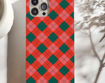 Karierte Weihnacht Handyhülle: Tough Slim MagSafe iPhone, Galaxy, Pixel