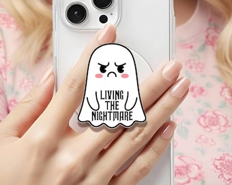 Living The Nightmare Holographic MagSafe grip |Kindle Decoration |Fall Ghost Halloween Phone Holder|Kobo Grips|Book Lover Gift |Gift for her